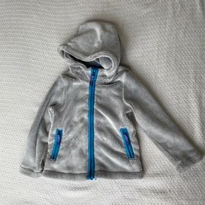 Lands End Softest Fleece Gray Fleece Toddler 3T Zipper Hoodie